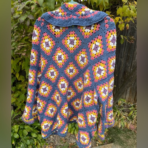 Handmade Crochet Wide Sleeve Open Front Sweater with POCKETS! NOWT - Picture 4 of 15